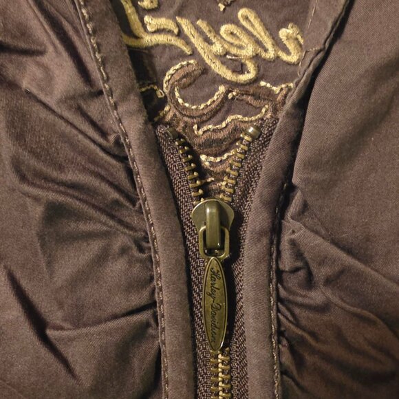HARLEY DAVIDSON Women's Vest Top XL brown Embroidered Logo sleeveless zippered - Picture 3 of 8